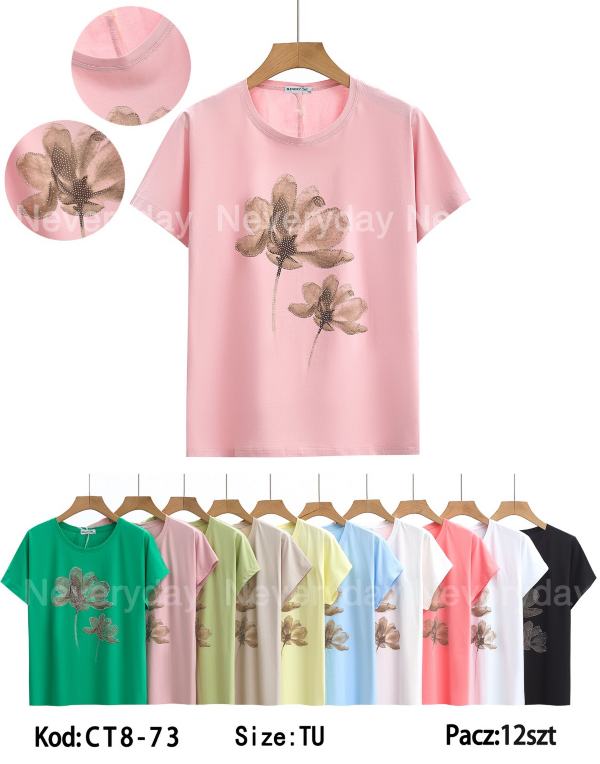 Bluzki damskie Roz Standard, Mix Kolor Paczka 12 szt